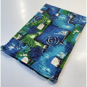 Vintage 70s throw pillow sham, blue green abstract decorative pillow cover